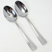 Oneida Flourish Serving Spoons 8 7/8&quot; Stainless Rope Edge Lot of 2 - £30.96 GBP
