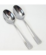 Oneida Flourish Serving Spoons 8 7/8&quot; Stainless Rope Edge Lot of 2 - £30.83 GBP