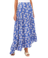 Vince Camuto Elastic Wasit Floral Asymmetric Hem Maxi Skirt Blue Size Me... - $613.98 MXN