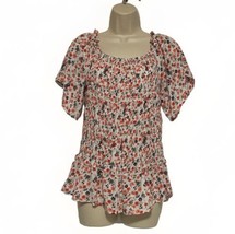 NEW Cato C Est 1946 Short Sleeve Stretch Knit Blouse Woman&#39;s Sz Small Floral  - £9.86 GBP