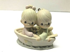 Precious Moments Friends Never Drift Apart Couple In Row Boat Porcelain Ornament - £9.30 GBP