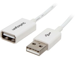 Star Tech USBEXTPAA1MW 3.28 Ft White Usb 2.0 Extension Cable A To A M-F - $23.99