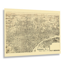 1895 Newark New Jersey Bird&#39;s Eye View Map Print Poster Wall Art - £31.23 GBP+