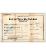 1924 American Kennel Club COLLIE Stud Book Certificate - $28.66