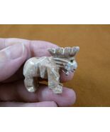 (Y-MOO-WB-218) tan white bull MOOSE baby Maine figurine stone SOAPSTONE ... - €7,71 EUR