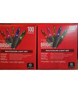 Lot Of 2 Make The Season Bright 100 Multi-Color Light Set, 20-Ft Green Wire - $27.62 CAD