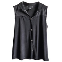 Adele &amp; May Black Sheer Collar and Button Top - Sz Medium - £8.18 GBP