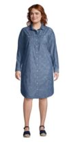 Lands&#39; End Soft Chambray Shirt Dress Plus Size: 16W (Large) New Button Down - £70.76 GBP