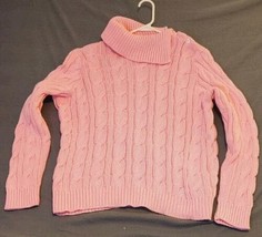 Lauren Ralph Lauren Womens Pullover Cable Chunky Knit Turtleneck Sweater Pink 2X - £23.94 GBP