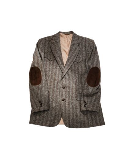 Vintage Pagano West Men Wool Elbow Patch Western Cowboy Blazer Jacket 42