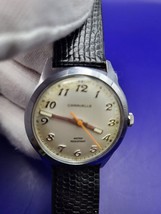 Vintage Caravelle Watch Men white dial orange minute hand  Mechanical Winding - $210.13