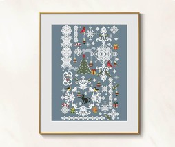 Christmas sampler cross stitch hardanger pattern pdf - Xmas ornament cross  - $8.29