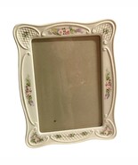 Ceramic Floral Picture Frame Pink Purple Green Flowers 3D  6.5 x 9.5 Inside - $272.87 MXN