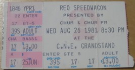 REO Speedwagon Ticket Stub Toronto CNE Grandstand 1981 CHUM FM VG+ Rock - £7.64 GBP