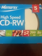 Memorex High Speed CD-RW 12x 700MB Rewritable CD w/Jewel Case 5 Pack - £23.12 GBP