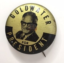 Barry Goldwater for president pin button 1964 Gold &amp; Black Harold Oleet ... - £5.35 GBP