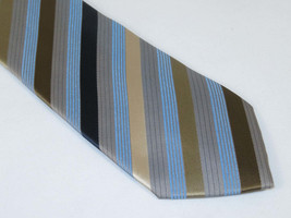 Men's Woven Tie Hankie Set J.Valintin Private Collection R89 Tan Blue Stripe image 2