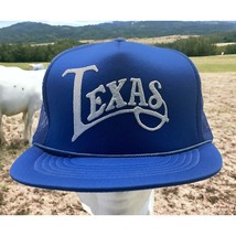 Texas Snapback Trucker Hat Vintage Blue White Baseball Cap Mesh Back - £23.91 GBP