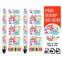 Teacher Pen Wrap, School Pen Wrap, Glitter Pen Wraps, Epoxy Pen Wrap - £2.36 GBP