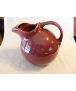 Hall Ceramic Ball Pitcher USA Signed #633 Mid Century Maroon ice guard  - $71.25