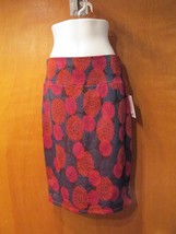 Lularoe Cassie Pencil Skirt Filigree Design Small Stretchy Blue Magenta Tan Nwt - £19.94 GBP