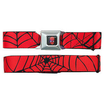 Spider-Man Web Seatbelt Buckle Belt Red - £25.42 GBP