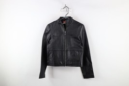 Vintage 90s Y2K Esprit Womens 1 / 2 Babydoll Cropped Leather Motorcycle ... - £140.84 GBP