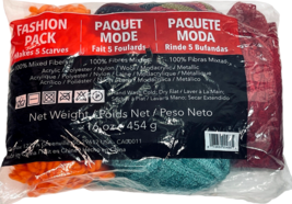 Mix Fibers Yarn Make 5-Scarves 100% Net Weight 16 Oz. Fashion Pack - $3.91