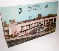 Vintage Postcard Phoenix Arizona Travel Lodge Downtown Pink Motel 60s Cars Vw - £5.45 GBP