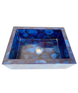 Bathroom And Kitchen Decorative Wash Basin Sink Made Of Blue Agate Stone... - £581.22 GBP+