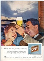 1950s Schlitz Beer PRINT AD (Man &amp; Lady Raising A Glass of Beer) BX1 - $105.19 MXN