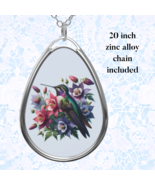 Hummingbird Teardrop Necklace Floral Pendant Nature Jewelry Gift for Her... - $36.05 CAD