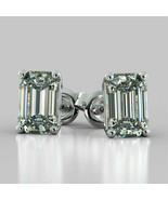 Estate 3ct Simulated Diamond 10k Solid White Gold Plated Silver Stud Ear... - £74.00 GBP