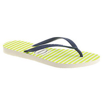 NEW J CREW Havaianas size 11-12 green white striped navy strap flip flop... - $19.79