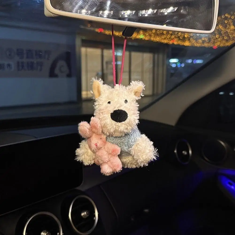 NEW Car Rearview Mirror Pendant Cute Plush Dog Dolls Handbag Hanging Orn... - $18.45+