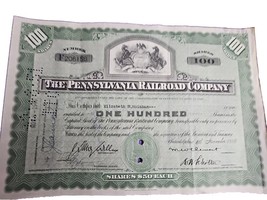 1940s Pennsylvania Railroad Company One Hundred Stock Certificate History Part. - $23.38