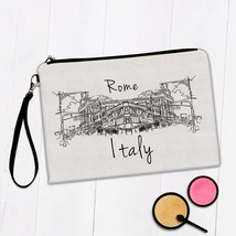 Italy Rome : Gift Makeup Bag Italian Epat Country Souvenir Pride Outline Sketch - £9.43 GBP