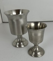 Pewter Preisner 2 Beverage Glasses Large 6x4 Small 4.75x3 Inches Flared ... - $49.51