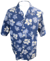 ROUNDTREE &amp; YORKE Men Hawaiian ALOHA shirt pit to pit 26 L floral luau camp tiki - £11.82 GBP