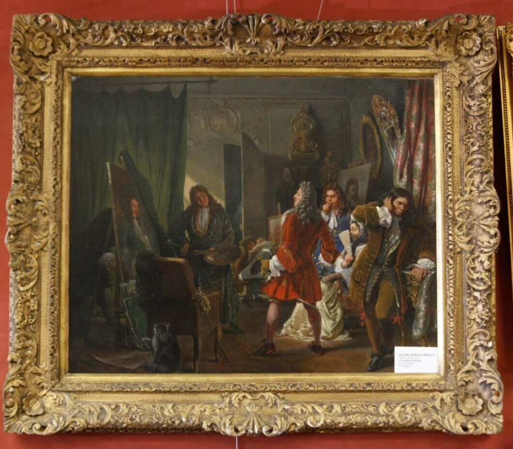 Primary image for "Le Tableau Parlant" Oil on Canvas Gilt Frame by Julien Boilly 19th Cent. w/ CoA