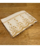 Vintage Scalloped Curtain Panels 17”x31” Pair Yellow Flowers Embroidered - $752.48 MXN