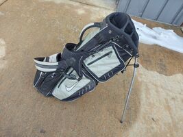 Nike 8 Divider Dual Strap Golf Stand Bag Gray/Black w Raincover - $75.99