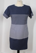 Theory S Blue White Stripe Pelloa Engineered Tee T-Shirt Dress - $43.70