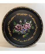VTG Nashco Products New York Metal Tray Hand Painted Purple Rose Tole Na... - £15.68 GBP