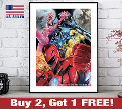 Mighty Morphin Power Rangers Poster 18&quot; x 24&quot; Print Anime One Punch Man Murata - £10.54 GBP