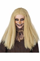 Yellowish Blonde Mix Frizzy Crimped Scarecrow Costume Wig Ghost Witch Hag Farmer - £11.71 GBP