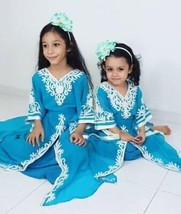 Kids Ramadan Special New Blue Girls Kaftan Dress Moroccan Dubai Style - £28.64 GBP+
