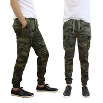 Galaxy By Harvic Mens Slim Fit Basic Stretch Twill Cargo Joggers in Camo... - $31.64 CAD