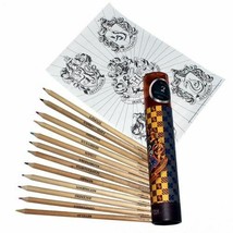 HARRY POTTER Hogwarts Crest 12 Colouring Pencils Colouring Sheet &amp; Sharpener Set - £9.83 GBP