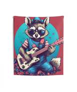 Patriotic Rock &#39;n&#39; Roll Raccoon: Furry Guitar Player Indoor Wall Tapestries - $41.18+